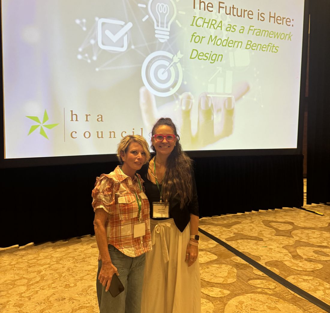 Julia, right, with a colleague at an HRA Council session titled The Future is Here: ICHRA as a Framework for Modern Benefits Design